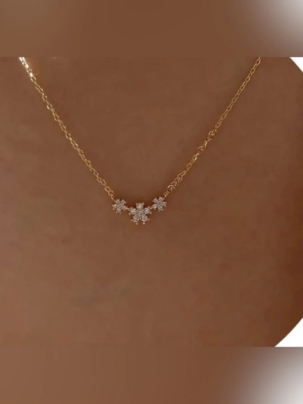 14k Plated CZ Flower Chain Necklace